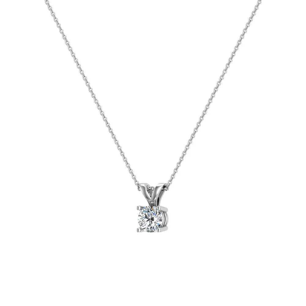 14 Karat White Gold Diamond Solitaire Necklace, 18 Inches B8372
