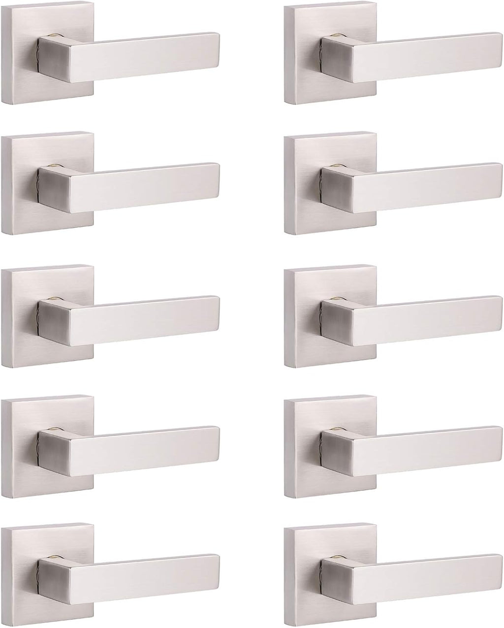 5 Pack Satin Nickel Square Door Levers with Privacy Lock E541354