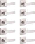 5 Pack Satin Nickel Square Door Levers with Privacy Lock E541354