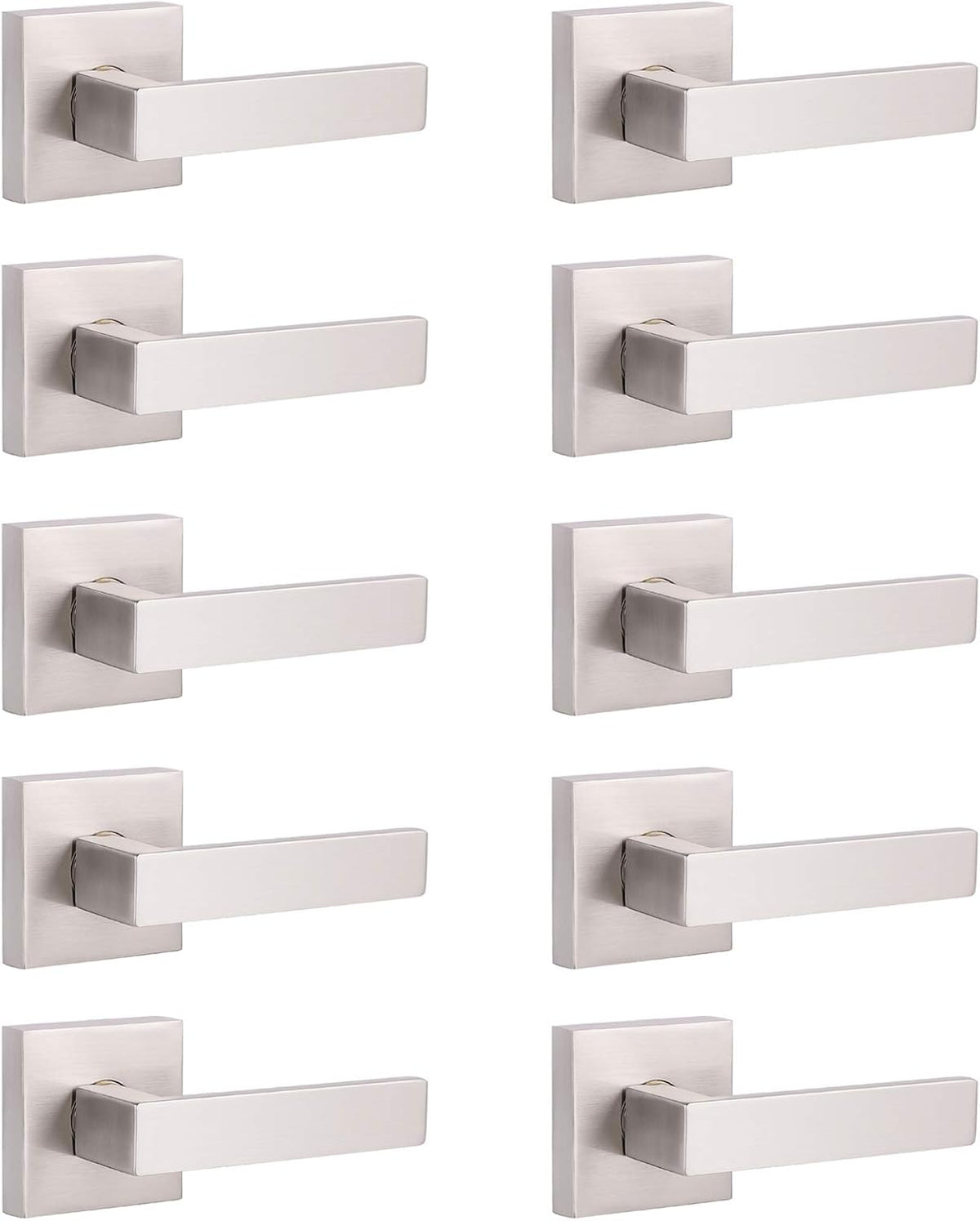 5 Pack Satin Nickel Square Door Levers with Privacy Lock E541354