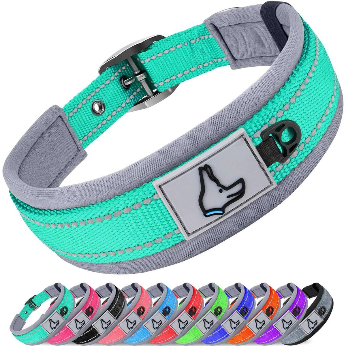 Reflective Soft Neoprene Padded Nylon Dog Collar Z2159