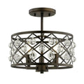 Aged Bronze Semi Flush Mount with Crystal Globes B5013