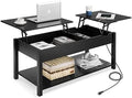 42.5" Lift Top Coffee Table with Hidden Compartment and USB Ports W128