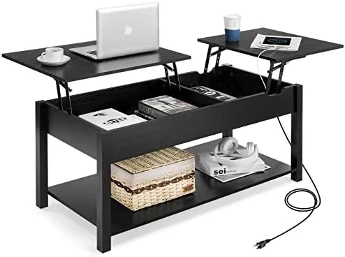 42.5" Lift Top Coffee Table with Hidden Compartment and USB Ports W128