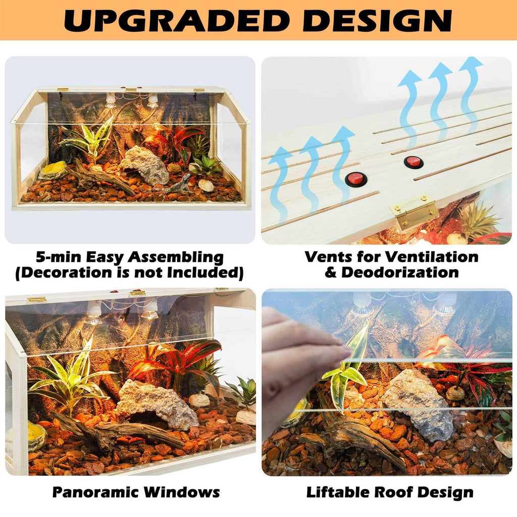21 Gallon to 68 Gallon Reptile Terrarium Tank with Roof Door Y5870