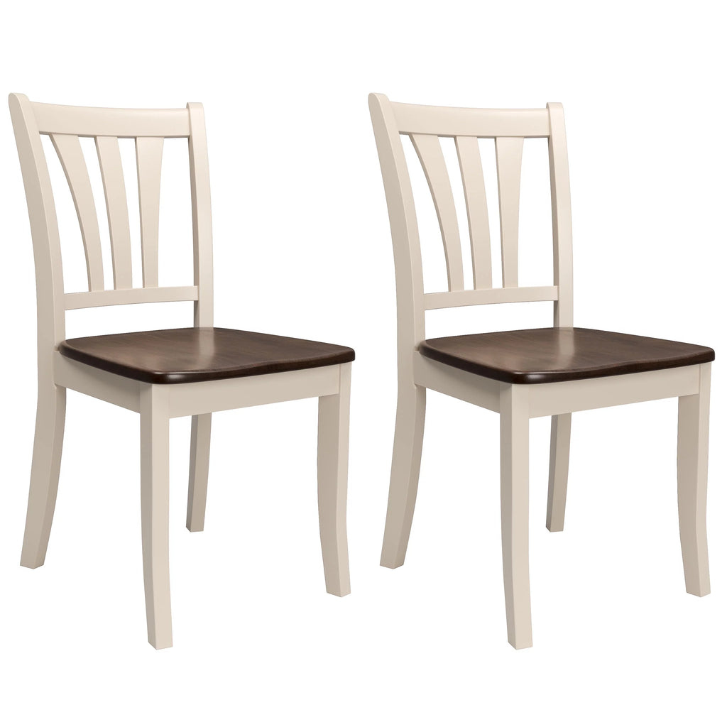 5 Piece Extendable Dark Brown and Cream Solid Wood Dining Set Q357