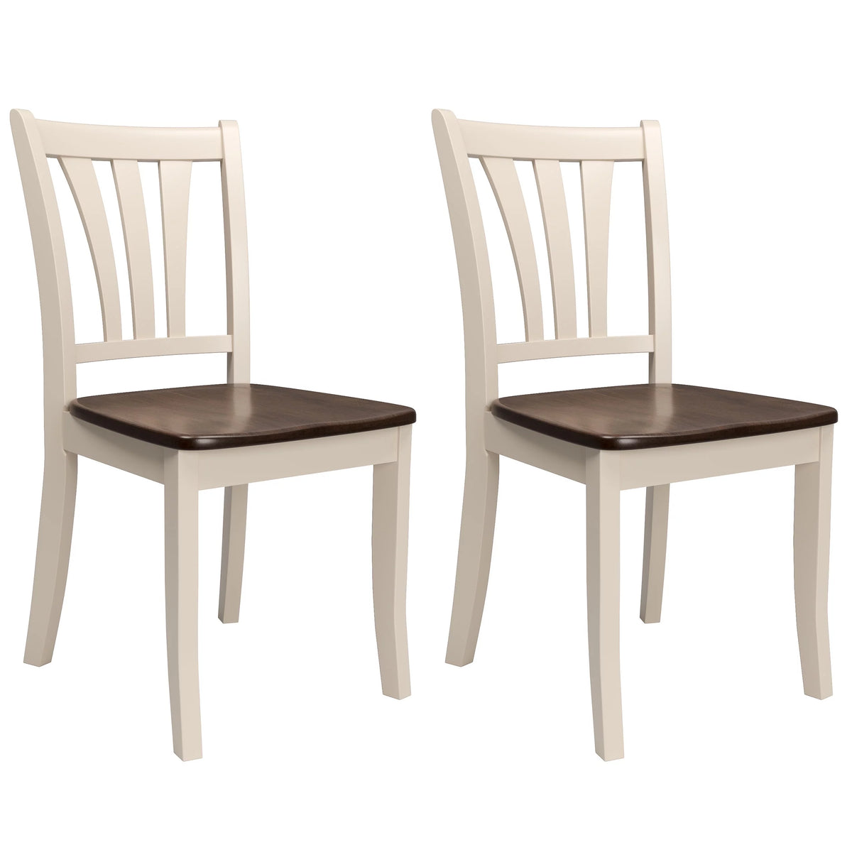 5 Piece Extendable Dark Brown and Cream Solid Wood Dining Set Q357