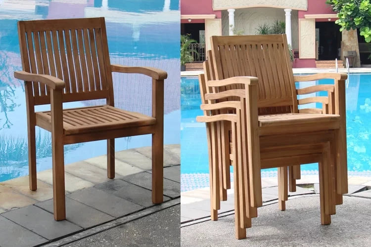 Stacking Teak Wood Dining Chair Y34107