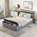 Full Size Gray Velvet Upholstered Platform Bed with Storage Y5800