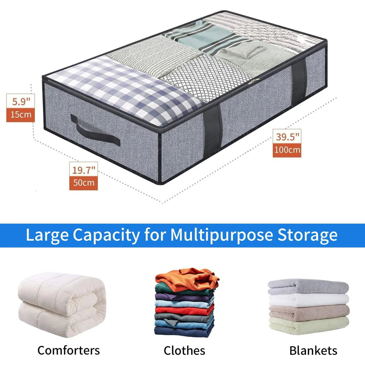 Foldable Underbed Storage Bag with Clear Window D997126