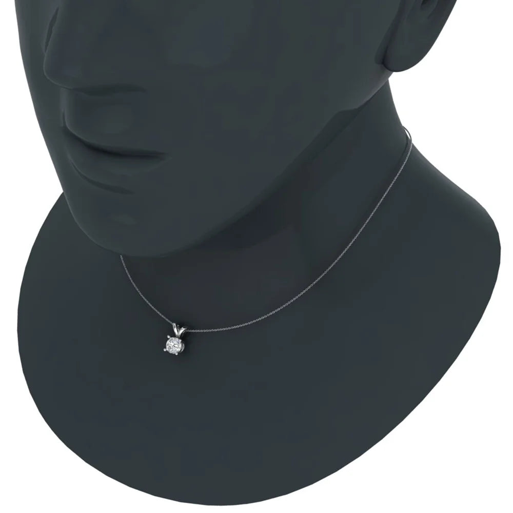 14 Karat White Gold Diamond Solitaire Necklace, 18 Inches B8372