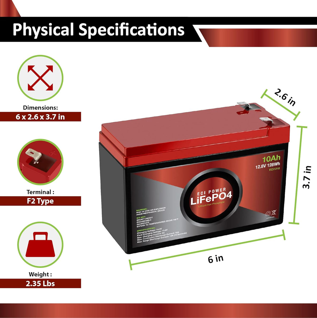 12V 100Ah Lithium LiFePO4 Deep Cycle Rechargeable Battery Z666461