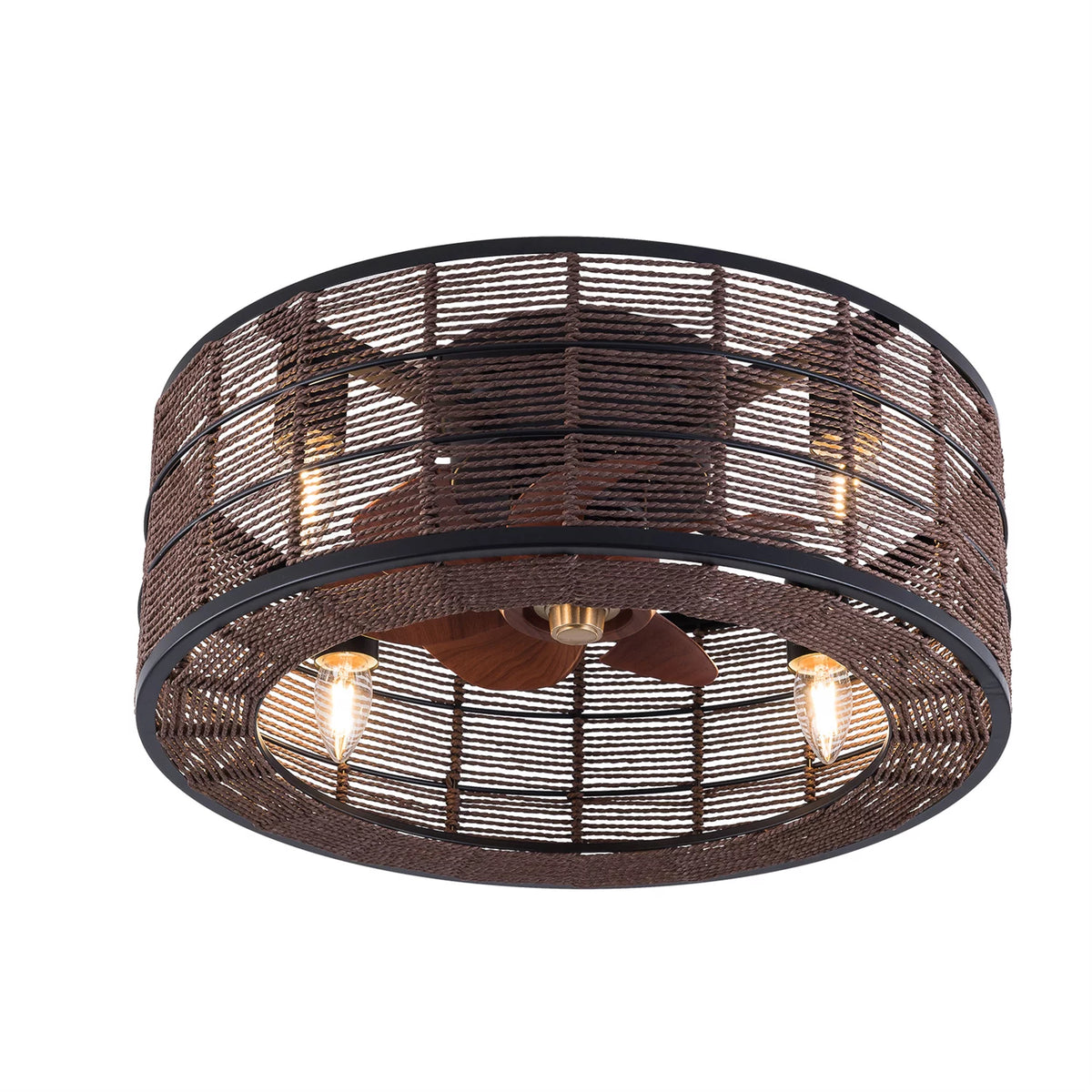 18.5 Inch Black Caged Ceiling Fan with Light P6618