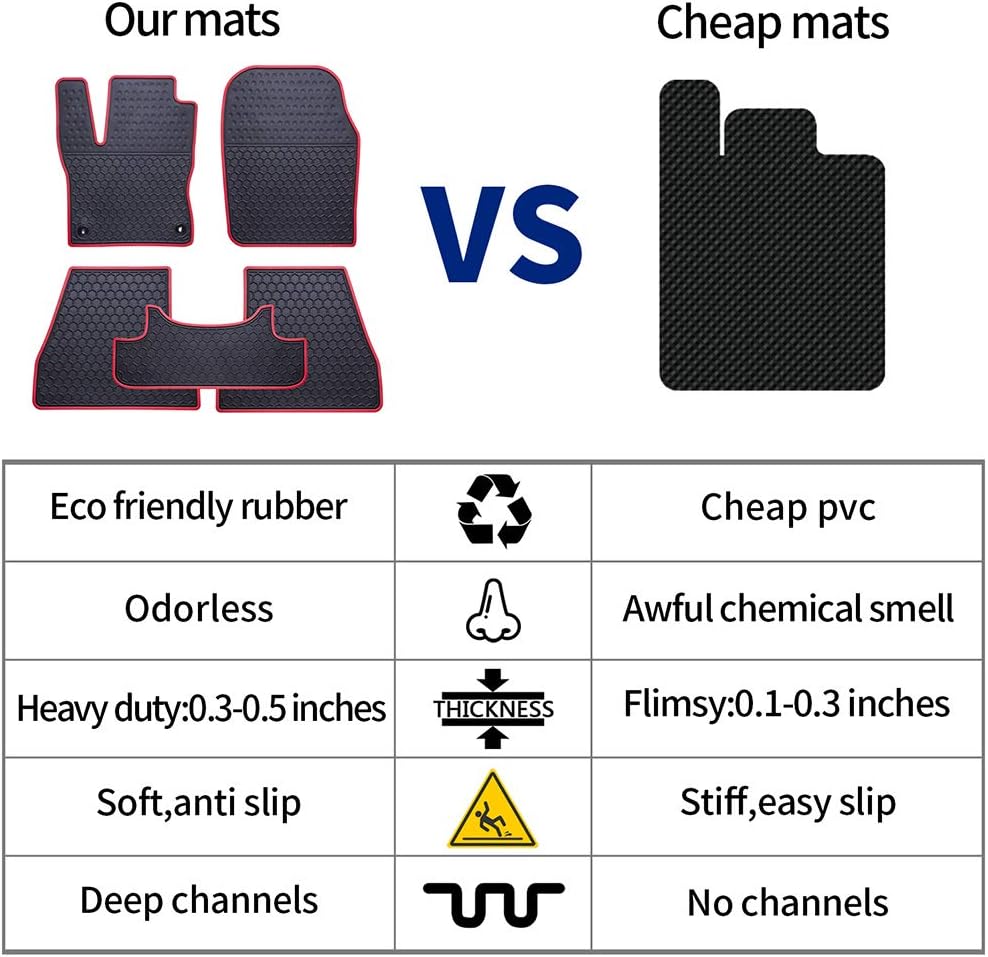 Black 3 Rows Rubber Car Floor Mats E398975