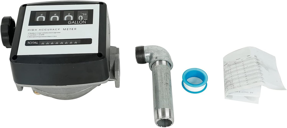 Mechanical Fuel Flow Meter 7-20 GPM 4-Digital Batch Display 50 PSI Pack of 2 D620