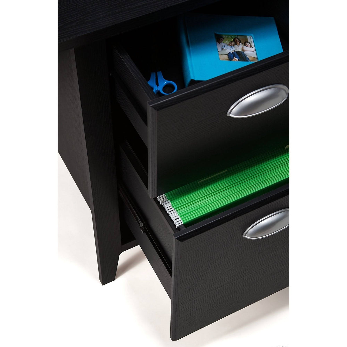 60W L Desk with Bookcase and Lateral File Y378