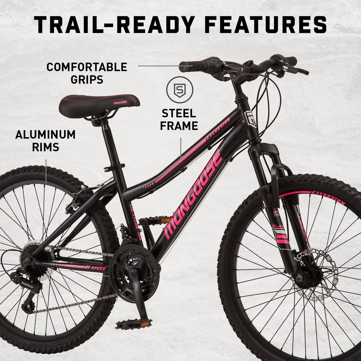 Black 24-in. 21 Speeds Mountain Bike B146267