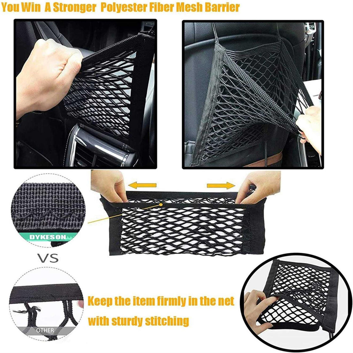 Dog Car Net Barrier with Mesh Organizer Storage Bag V263