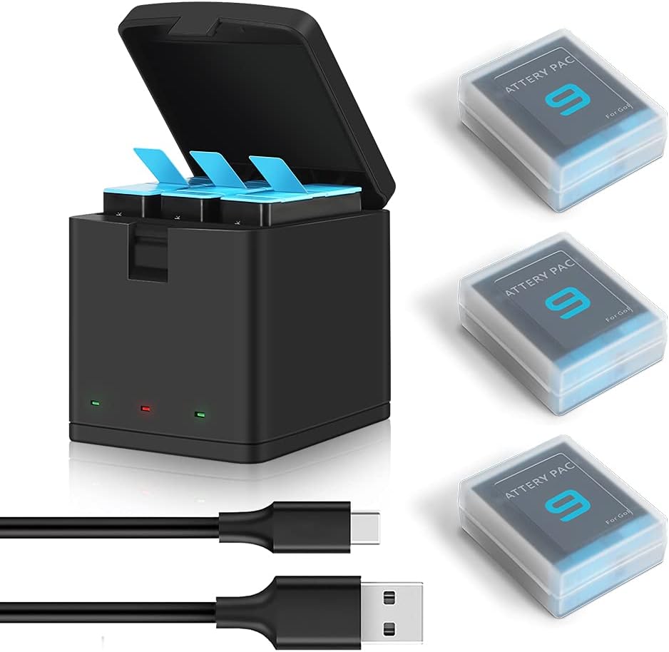 3-Pack 1800mAh Camera Batteries with 3-Channel USB Charger U293843