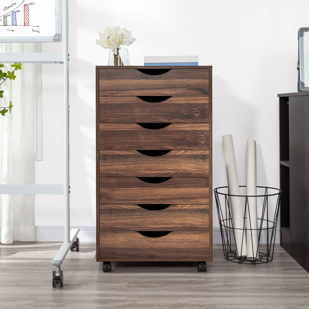 6 Drawer Grey Dresser with Wheels O303