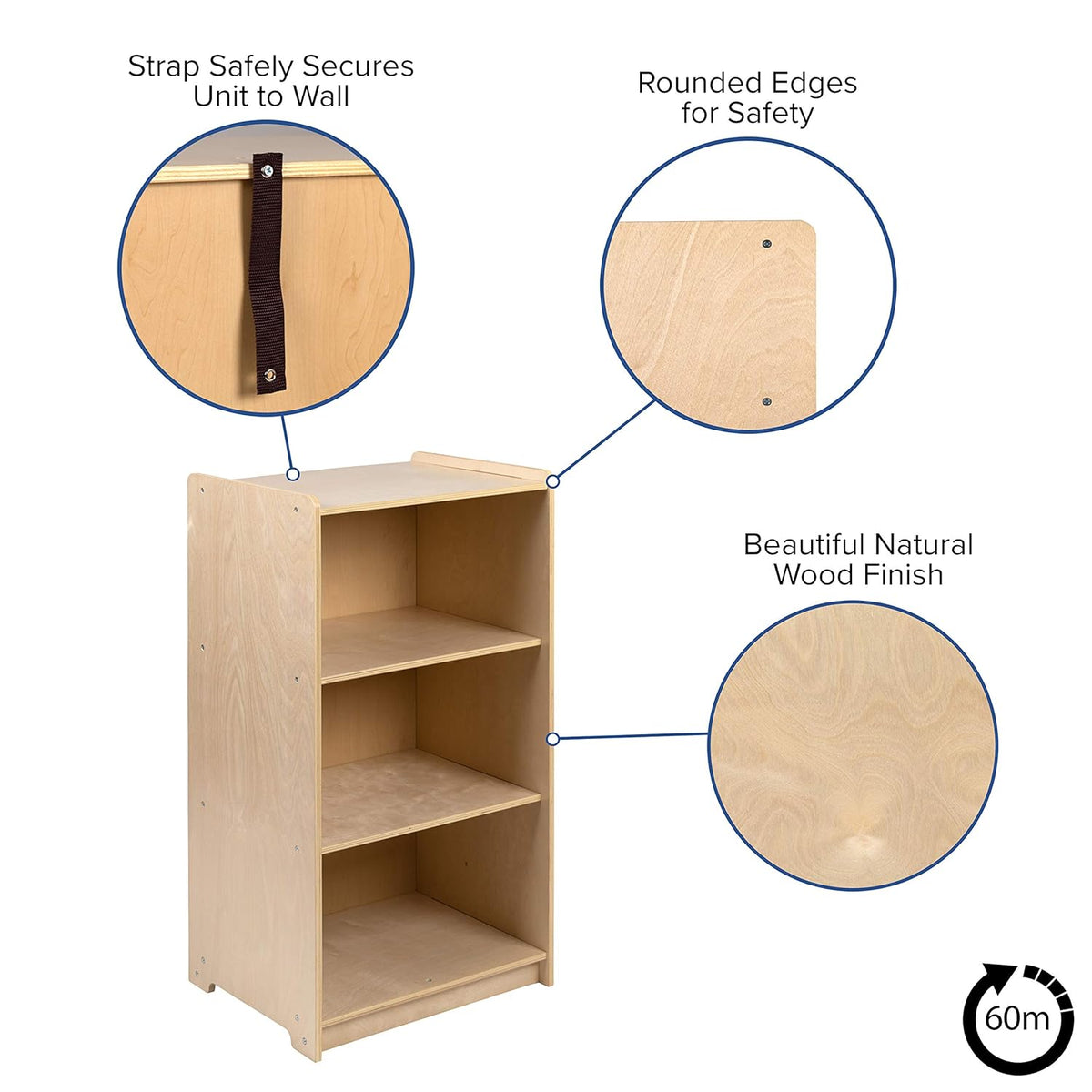 Wooden 3 Section School Classroom Storage Cabinet Z883523