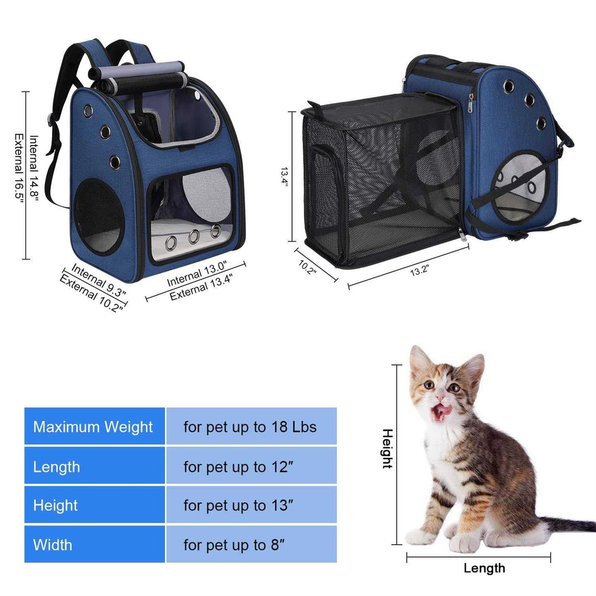 Expandable Pet Carrier Backpack U533049