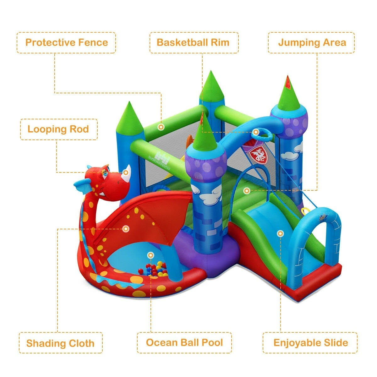 Inflatable Bounce House Dragon Slide Bouncer Castle R8654