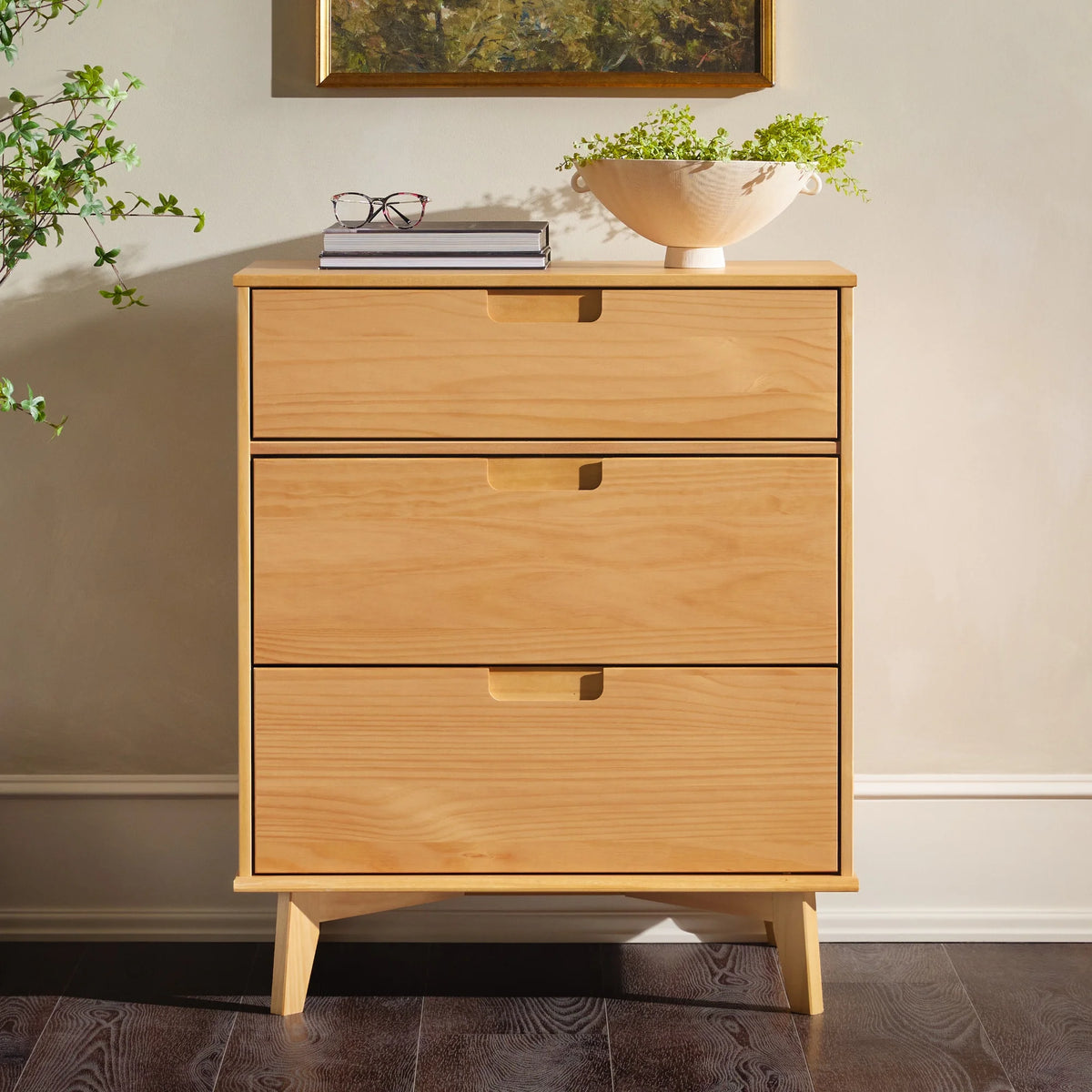 Solid Wood Walnut 3-Drawer Dresser H9052