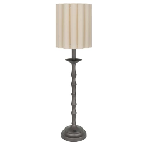 Black Scalloped Table Lamp with Bamboo Lamp Post L27165