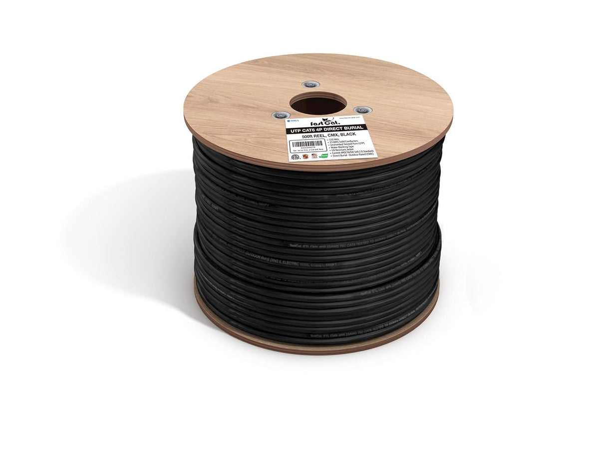 Cat6 Direct Burial Outdoor Rated CMX Cable, 23AWG Solid Bare Copper, 500ft Brown V989687