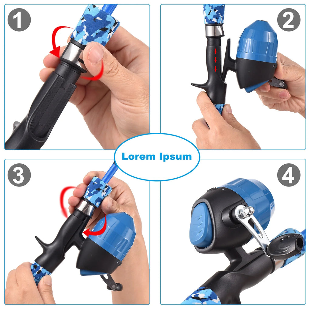 Kids Fishing Rod and Reel Combo Telescopic Casting Rod with Spincast Reel and Carry Bag D140