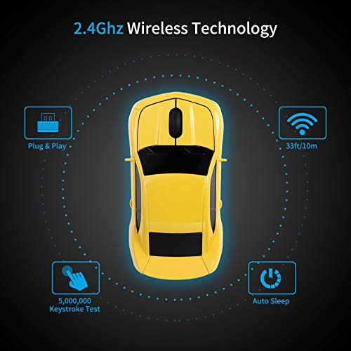 Red Wireless Sports Car Shaped Mouse with LED Headlights A591489