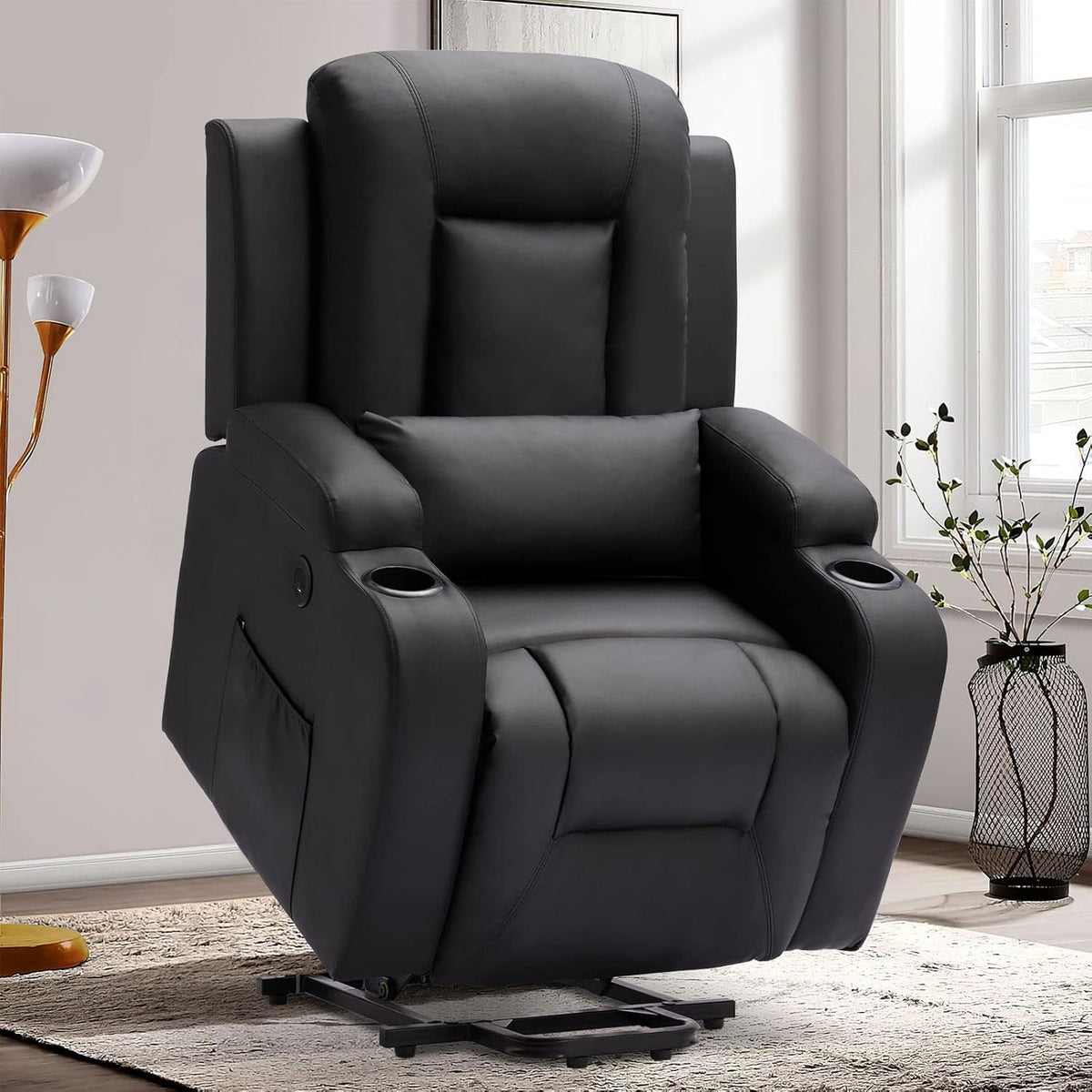 Faux Leather Heated Vibration Massage Power Lift Recliner Sofa L701014
