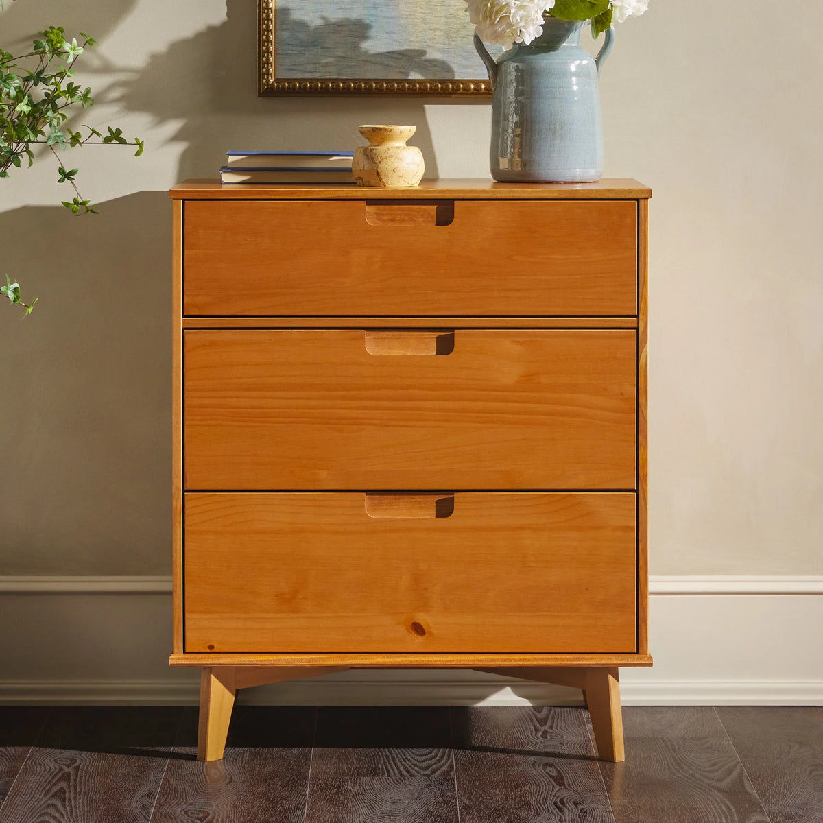 Solid Wood Walnut 3-Drawer Dresser H9052