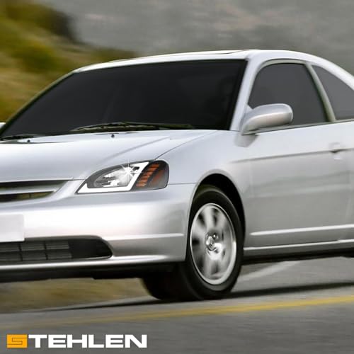 Compatible With 2001-2003 Honda Civic LED Headlights Black E400