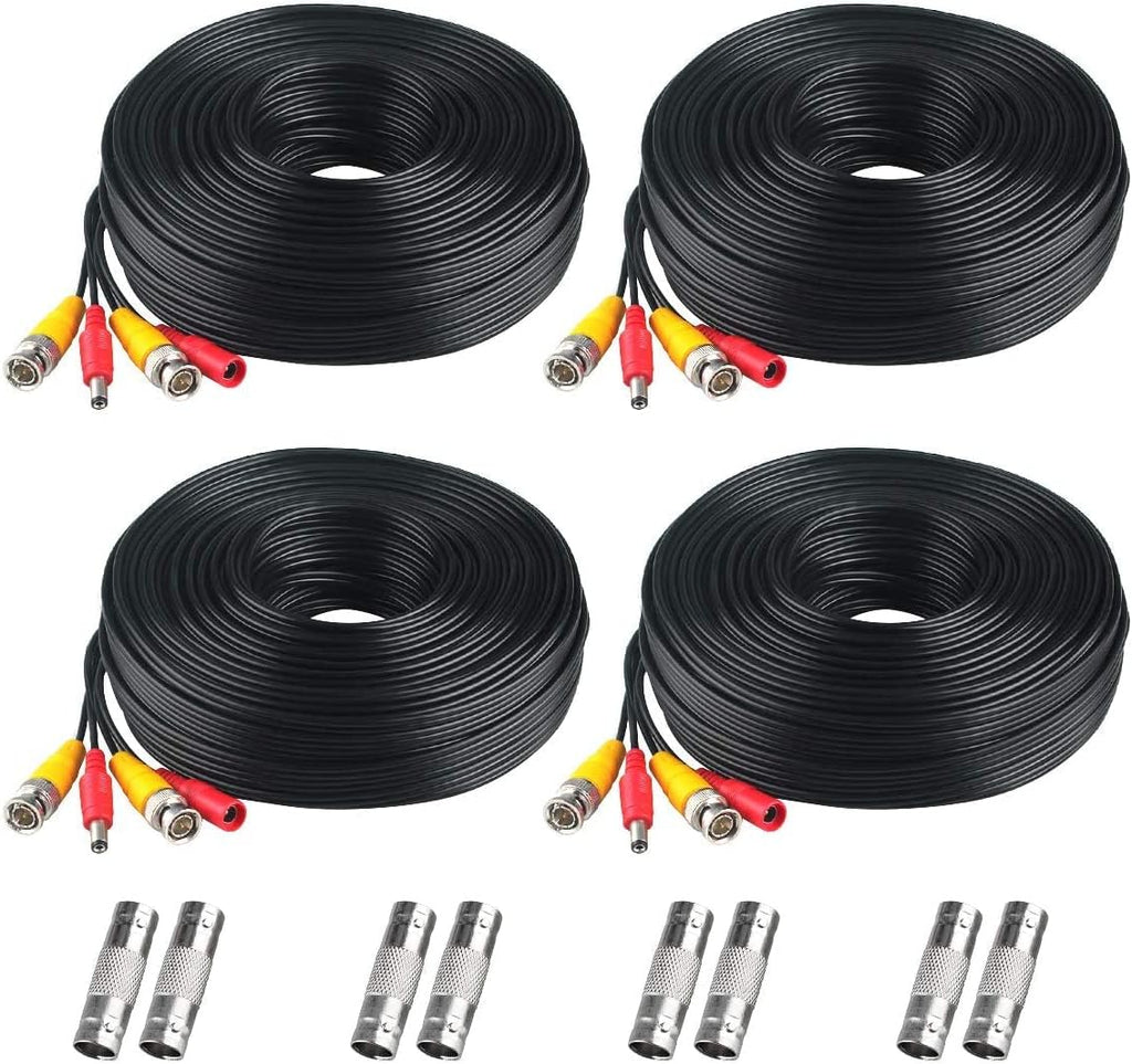 200ft 4Pack Siamese Video and Power Security Camera Cable with 2 Female Connectors Z370458
