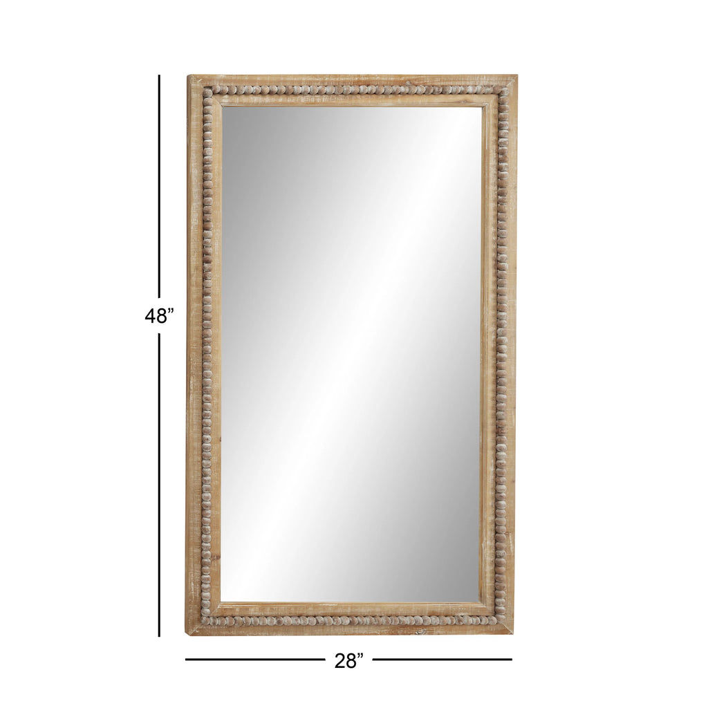 Brown Bohemian Wood Rectangular Wall Mirror P382