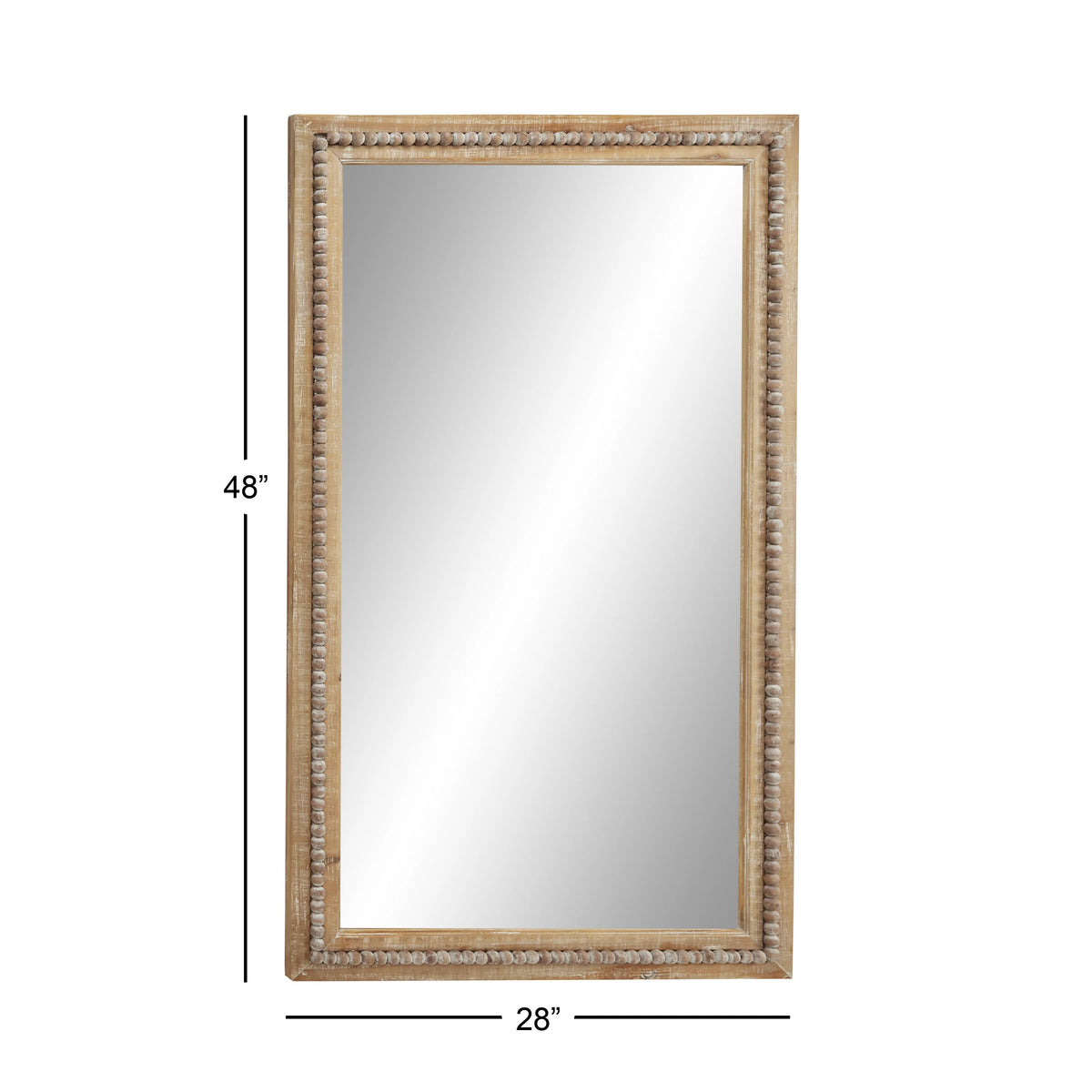 Brown Bohemian Wood Rectangular Wall Mirror P382
