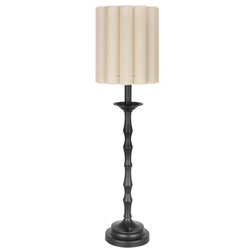 Black Scalloped Table Lamp with Bamboo Lamp Post L27165