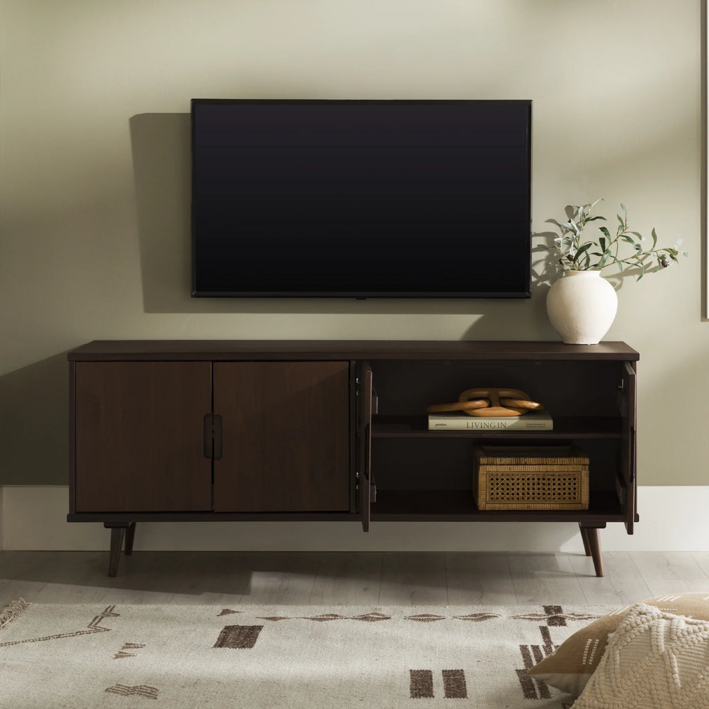 4-Door Walnut TV Stand B2084