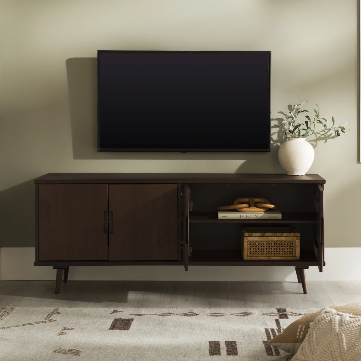 4-Door Walnut TV Stand B2084