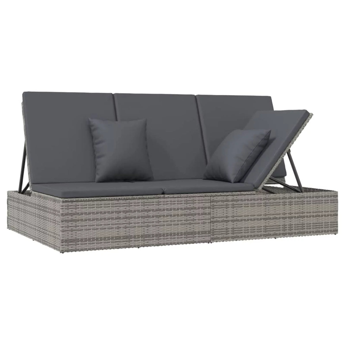 Convertible Sun Bed with Cushions Poly Rattan Dark Gray P961180