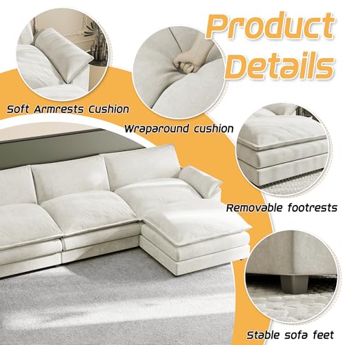 Dark Grey Chenille U Shaped Modular Sofa with Ottoman I7438