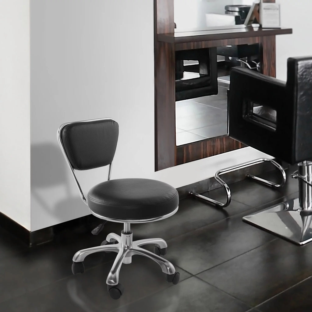 Adjustable Rolling Salon Stool with Backrest H705