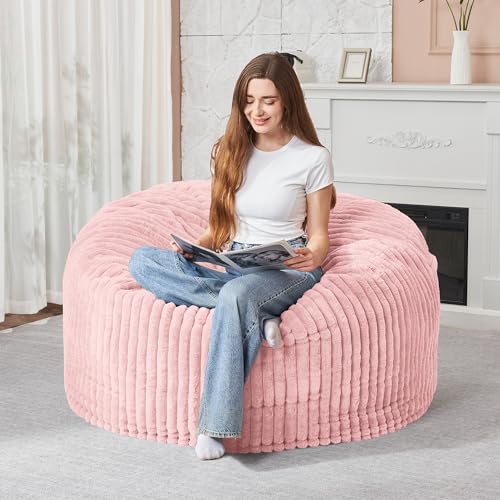 5FT Grey Memory Foam Bean Bag Chair with Plush Cover E82971