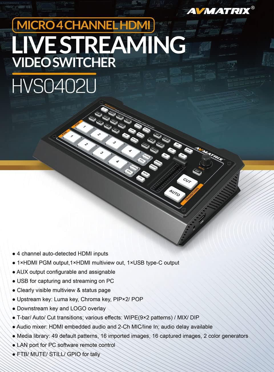 4 HDMI Multi Inputs Video Mixer Switcher USB Output X322