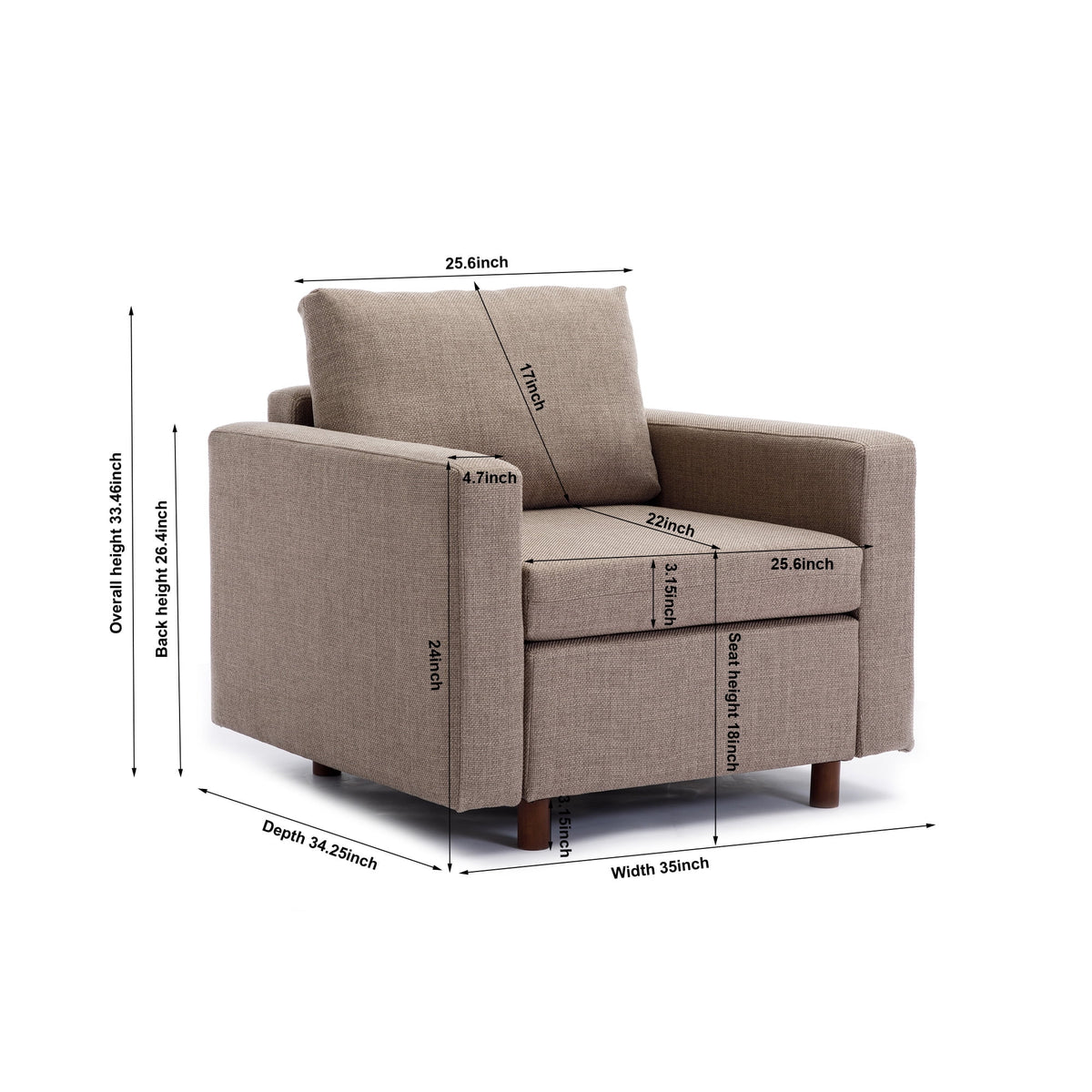 Brown Single Seat Module Sofa Sectional Couch Z9041