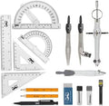 15 Piece Geometry Set with 6 Inch Swing Arm Protractor N193