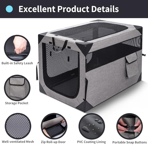 30 Inch Light Grey Collapsible Soft Dog Crate R94297