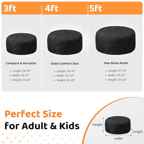5FT Grey Memory Foam Bean Bag Chair with Plush Cover E82971